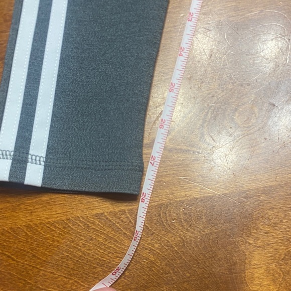 Adidas Women's Gray Leggings with White Stripes - Picture 7 of 7